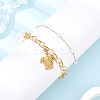 2Pcs 2 Styles 304 Stainless Steel Sea Turtle & Round Shell Pearl Charm Bracelets & 316 Surgical Stainless Steel Plastic Imitation Pearl Link Bracelets Set for Women BJEW-JB12422-2