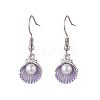 4 Pair 4 Color Alloy Enamel Shell Shape Dangle Earrings with Plastic Pearl Beaded EJEW-JE05249-3