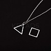 304 Stainless Steel Triangle & Rhombus Pendant Necklace with Box Chains JN1045C-5