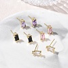 Brass Micro Pave Clear Cubic Zirconia Stud Earrings KK-CBA56EF-40G-1