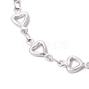 304 Stainless Steel Hollow Heart Link Chain Bracelet Makings for Women AJEW-JB01340-02-4