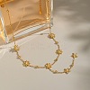 304 Stainless Steel Crystal Rhinestone Flower Starfish Link Chain Y Necklaces for Women NJEW-G181-08G-1