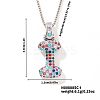 Brass Pave Colorful Cubic Zirconia Letter Pendant Box Chain Necklaces NU0575-35-1