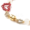 Glass Seed & Natural Agate Beaded Bracelet with Brass Magnetic Clasp BJEW-JB07803-01-5