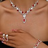 Horse Eye Brass Rhinestone Cup Chains Pendant Necklaces & Bracelets & Stud Dangle Earrings Sets FS-WGAAA30-03-3