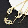 Brass Micro Pave Clear & Sky Blue Cubic Zirconia Teardrop Evil Eye Link Chain Necklaces KK-H203-14G-3