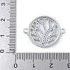 Rack Plating Brass Micro Pave Clear Cubic Zirconia Flat Round with Tree Connector Charms KK-A234-034P-3