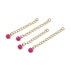 Ion Plating(IP) 316 Surgical Stainless Steel Curb Chain Extender with Natural  Dyed Jade Round Charm STAS-A097-01G-15-1