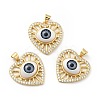 Heart with Eye Brass Micro Pave Clear Cubic Zirconia Pendants KK-G419-07G-01-1