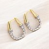 Brass Micro Pave Clear Cubic Zirconia Hoop Earrings EJEW-H158-17A-GP-1