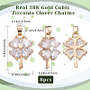 8Pcs Brass Cubic Zirconia Pendants KK-BBC0008-36-2