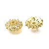 Flower Brass Micro Pave Clear Cubic Zirconia Bead Caps KK-V008-31G-2