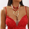 Boho Dyed Synthetic Turquoise Chip & Plastic Pearl Multi Layered Necklaces NJEW-U006-04B-G-1