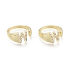 Brass Micro Pave Clear Cubic Zirconia Cuff Rings RJEW-F103-13W-G-1