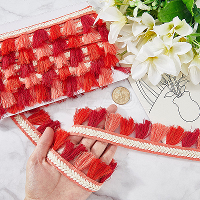 5.47 Yards Ethnic Style Polyester Fringe Lace Trims SRIB-CY0001-32B-1