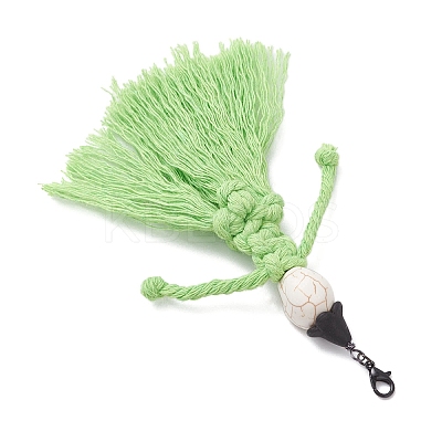 Halloween Cotton Threads Tassel & Synthetic Turquoise Skull Pendant Decorations HJEW-JM03757-03-1
