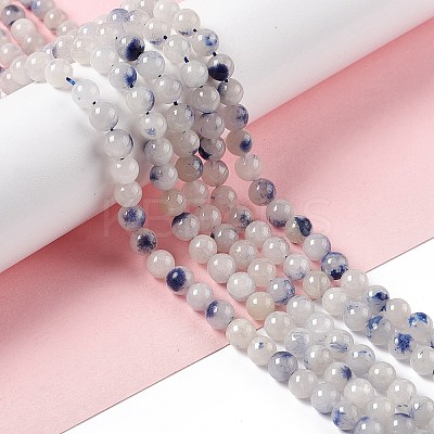 Natural Blue White Dumortierite Round Beads Strands G-E265-01B-1