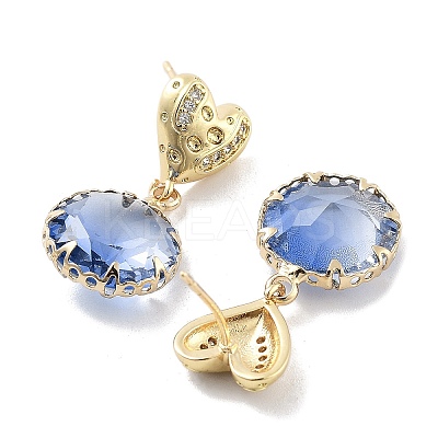 Heart Brass Micro Pave Cubic Zirconia Dangle Stud Earrings EJEW-Q800-29KCG-1