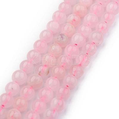 Natural Rose Quartz Round Beads Strands X-G-P072-05-4mm-1
