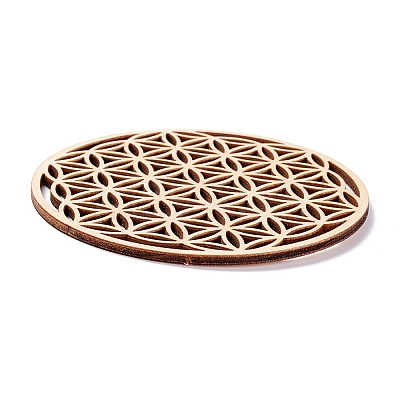 Basswood Carved Round Cup Mats DJEW-M006-05-1