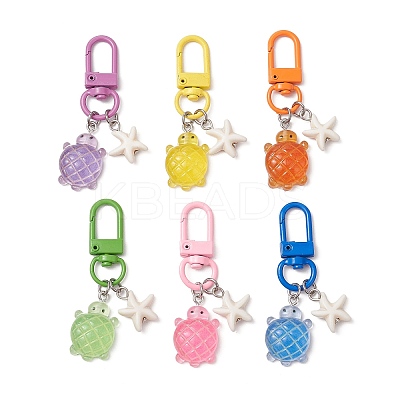 6Pcs Gradient Color Luminous Opaque Resin Pendant Decorations HJEW-JM03141-S-1