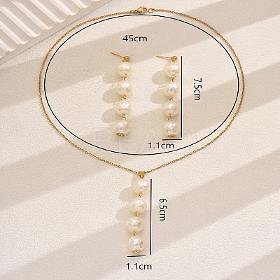Elegant Round Plastic Imitation Pearl Pendant Necklaces & Earrings Set for Women GY5853-1