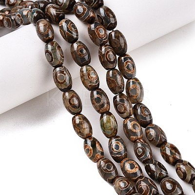 Natural Tibetan Agate 3-Eye Beads Strands G-T138-195A-1