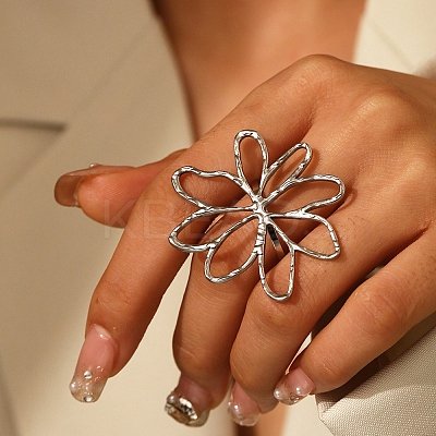 304 Stainless Steel Adjustable Cuff Rings for Women RJEW-Z099-01P-01-1