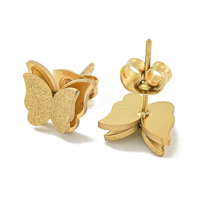 Ion Plating(IP) 304 Stainless Steel Stud Earrings EJEW-G400-38G-1