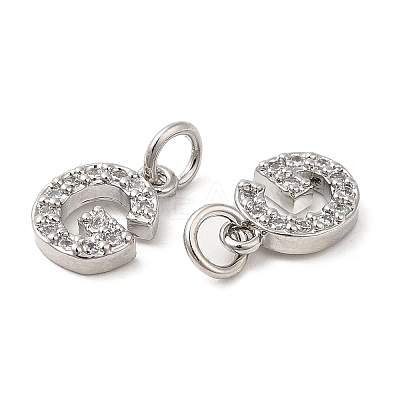 Brass Micro Pave Grade AAA Cubic Zirconia Charms ZIRC-P067-11P-G-NR-1