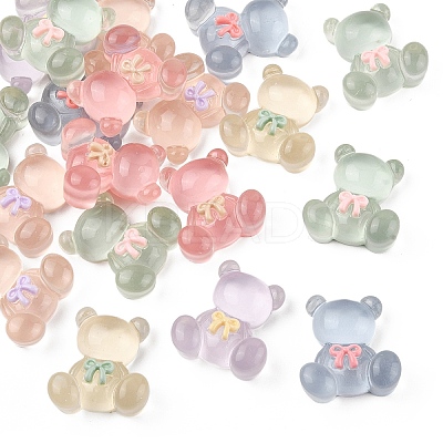 20Pcs Bear Translucent Resin Decoden Cabochons RESI-YW0004-48-1