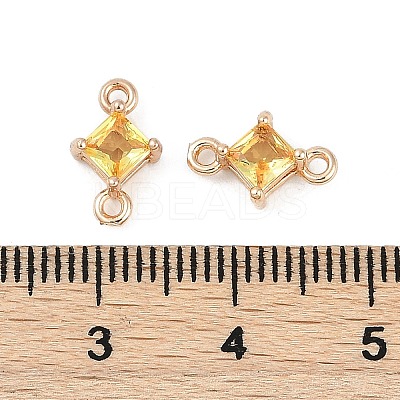 Brass Pave Glass Rhombus Links Connector Charms GLAA-Q088-001D-1