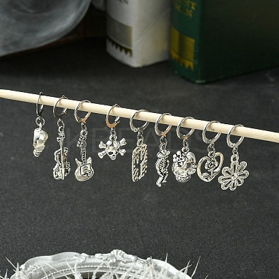 32Pcs 16 Style Alloy Pendant Locking Stitch Markers HJEW-CJ00044-1