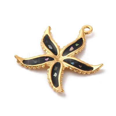 304 Stainless Steel Pave Natural Shell Pendants STAS-D362-05G-1