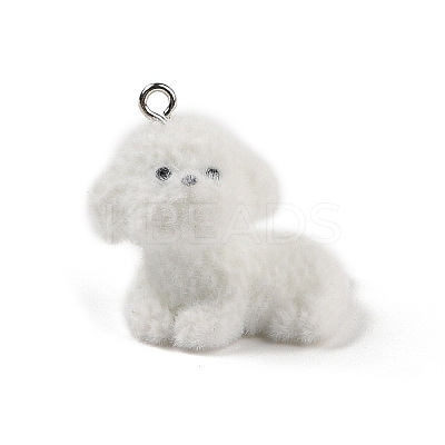 Flocking Resin Cute Puppy Pendants MACR-P043-L04-1
