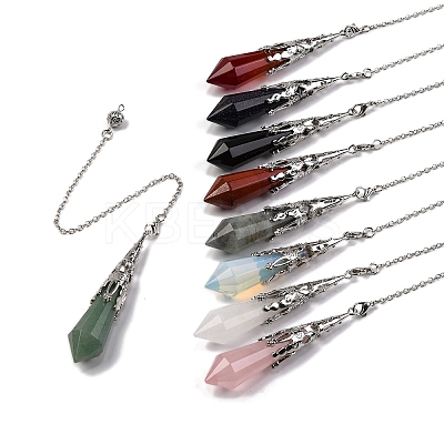Natural & Synthetic Gemstone Pointed Dowsing Pendulum Big Pendants G-H285-06P-A-1