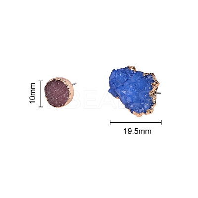 Electroplate Druzy Resin Stud Earrings RESI-SZ0001-22-1