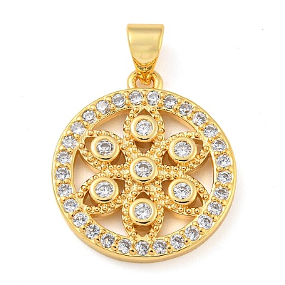 Rack Plating Brass Micro Pave Cubic Zirconia Pendants KK-C044-16G-1