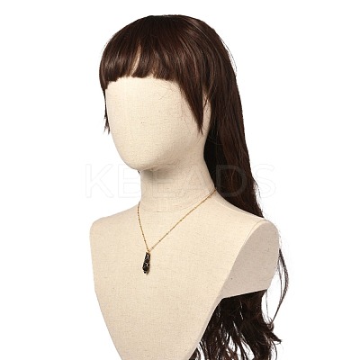 Double Pointed Natural Lava Rock Pendant Necklace NJEW-JN03720-04-1