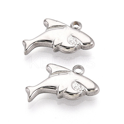 304 Stainless Steel Shark Pendants STAS-T069-09S-1
