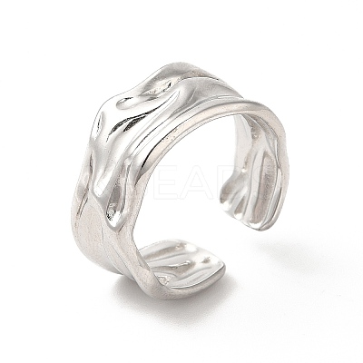 Non-Tarnish 304 Stainless Steel Twist Open Cuff Ring for Women RJEW-E063-24P-1