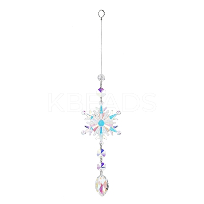 AB Color Glass Snowflake Pendant Decorations AJEW-Q144-02P-04-1