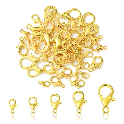 50Pcs 5 Styles Zinc Alloy Lobster Claw Clasps FIND-YW0003-96G-1