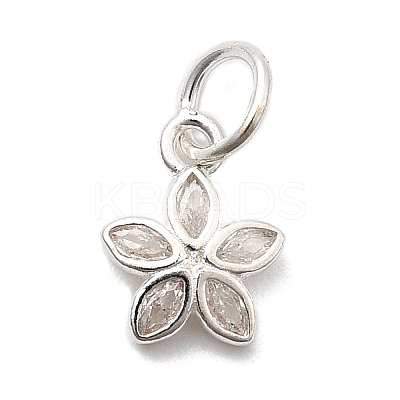 925 Sterling Silver Pave Clear Cubic Zirconia Flower Charms STER-A048-02B-S-1