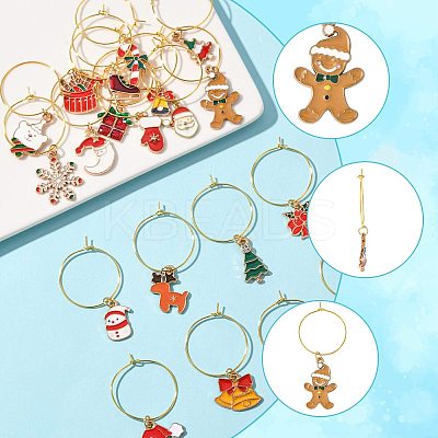 20Pcs 20 Styles Christmas Theme Alloy Enamel Wine Glass Charms HJEW-HS00082-1