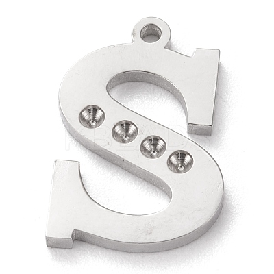 Tarnish Resistant 304 Stainless Steel Letter Pendant Rhinestone Settings STAS-J028-01S-1