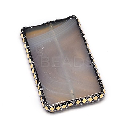 Rectangle Natural Agate Beads G-M271-09-1