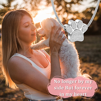 Paw Print Urn Ashes Necklace NJEW-WH0024-01S-1