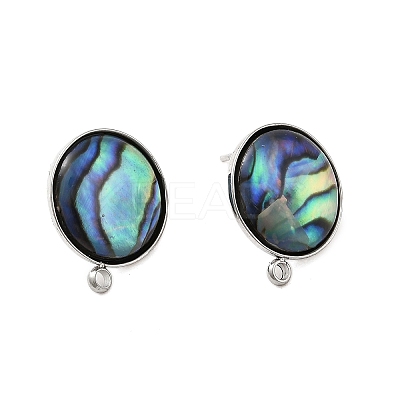 304 Stainless Steel Pave Natural Paua Shell Stud Earring Findings STAS-Z125-10P-1