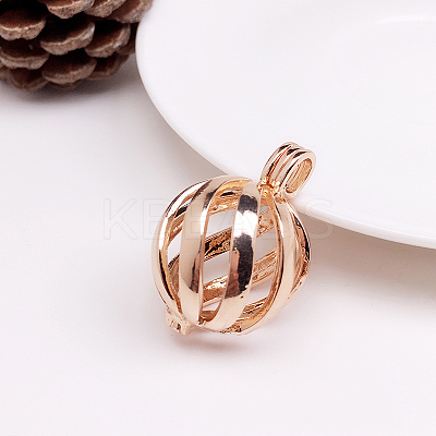Brass Bead Cage Pendants FIND-PW0008-03KCG-1